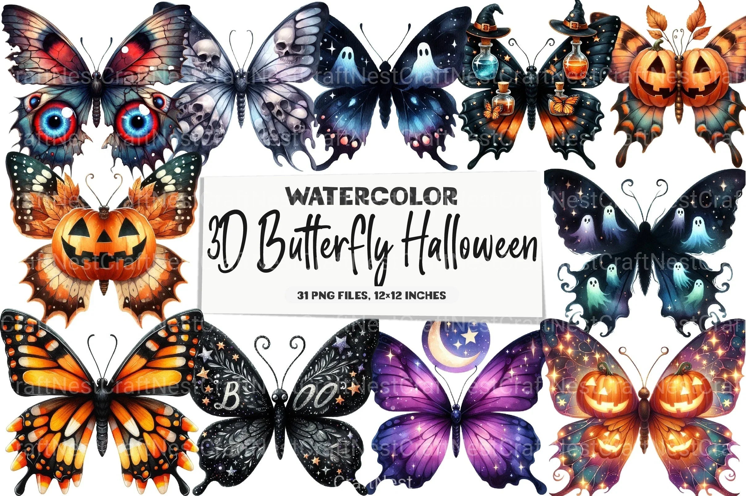 Butterfly Halloween Clipart Bundle - CraftNest - Digital Crafting and Art