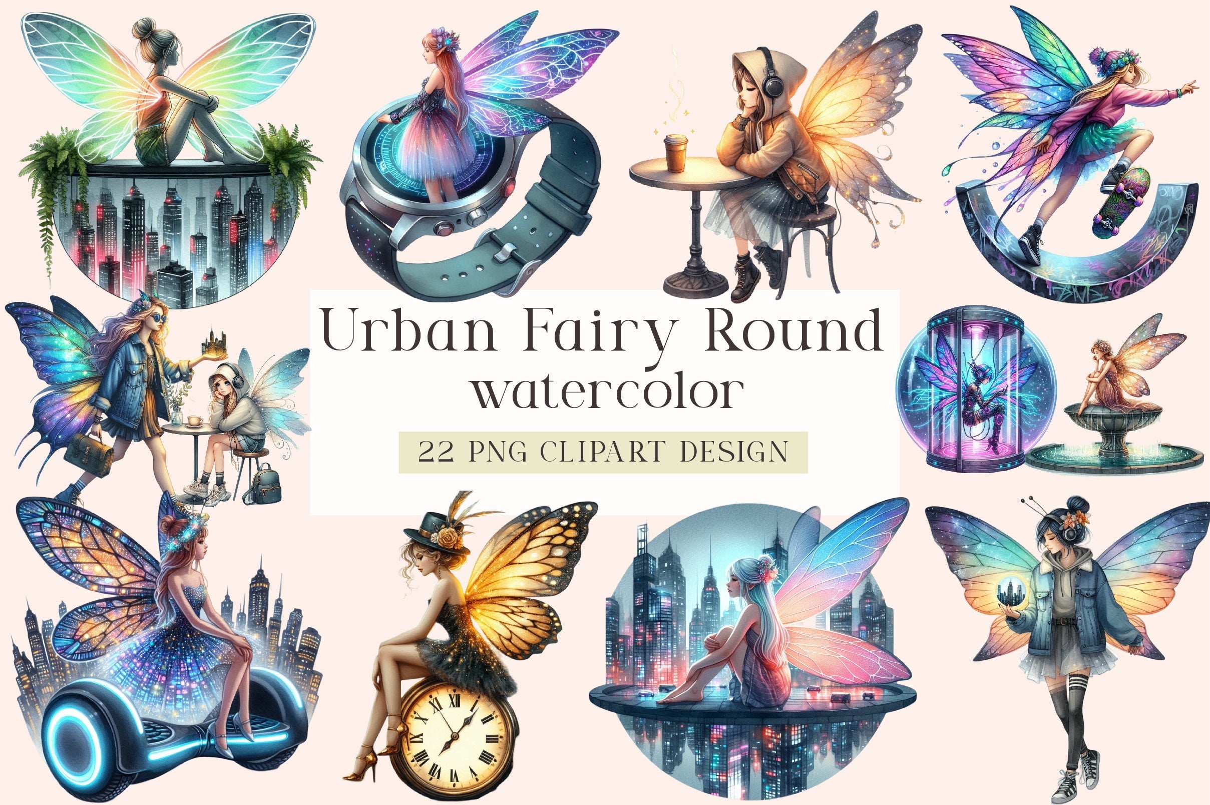 Urban Fairy Clipart Bundle Set