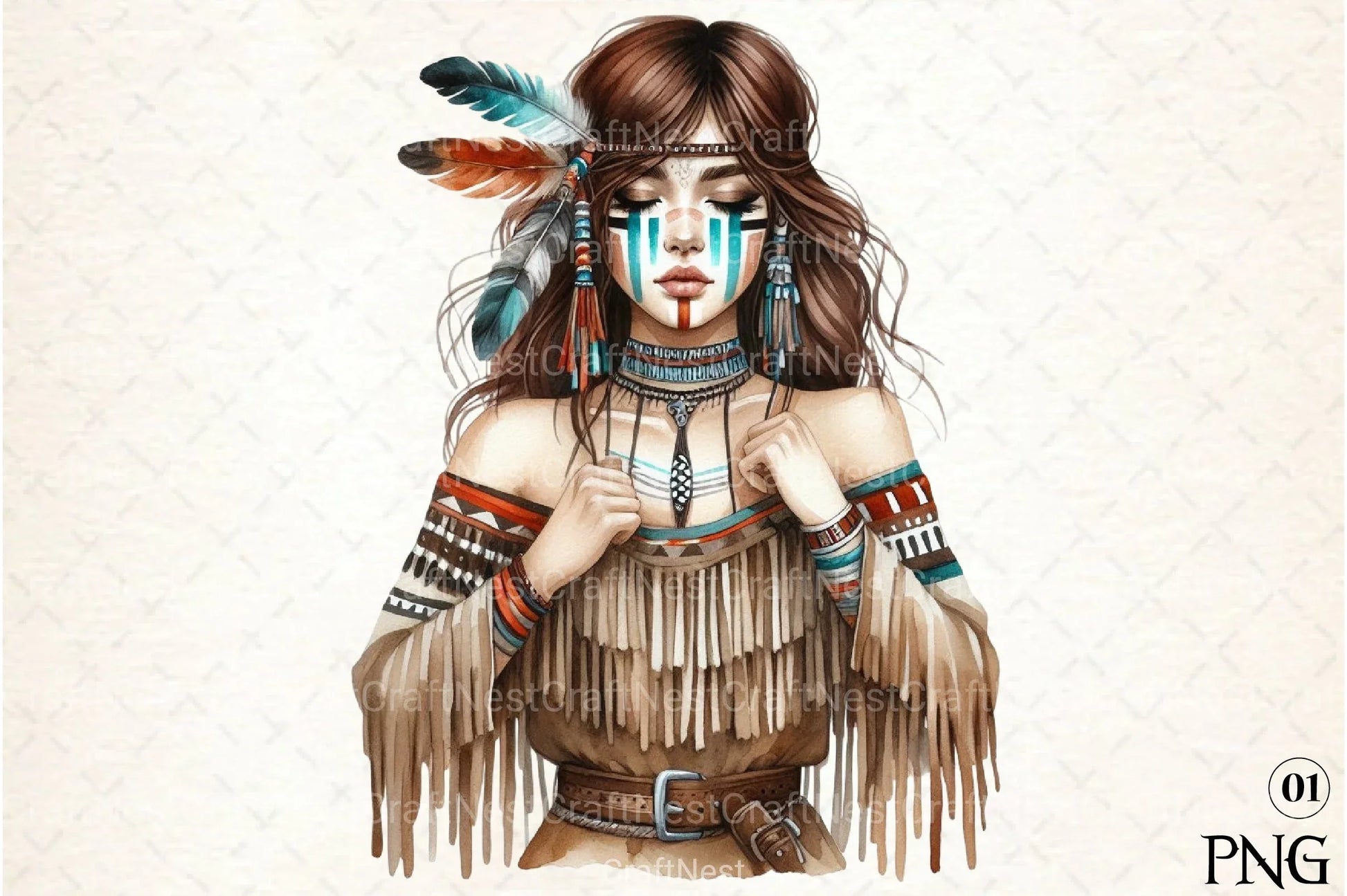 Tribal Boho Girl Clipart Bundle 4 - CraftNest - Digital Crafting and Art