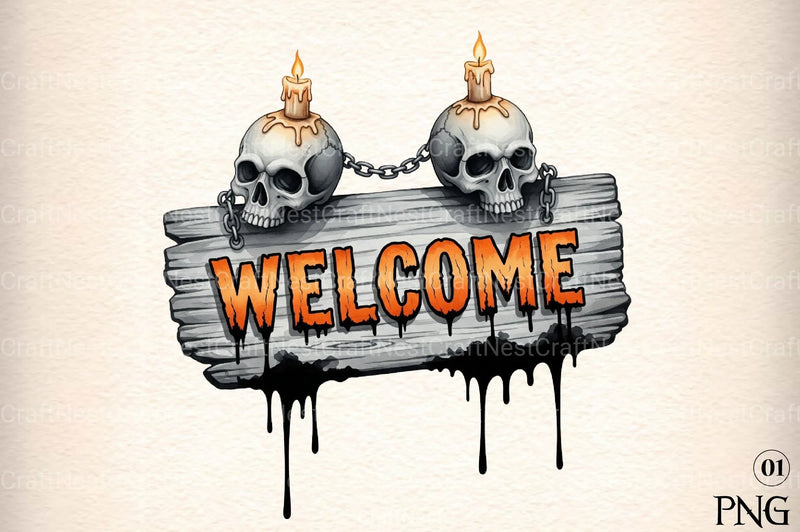 Skull & Chains Welcome Design Clipart Bundle - CraftNest - Digital Crafting and Art