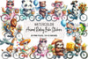 Animal Riding Bike Stickers Clipart Bundle