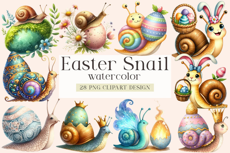 Easter Snail Clipart Bundle - CraftNest - Digital Crafting and Art