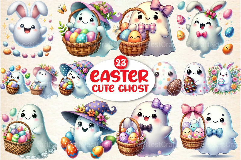 Happy Spooky Easter Ghost Clipart Bundle - CraftNest - Digital Crafting and Art