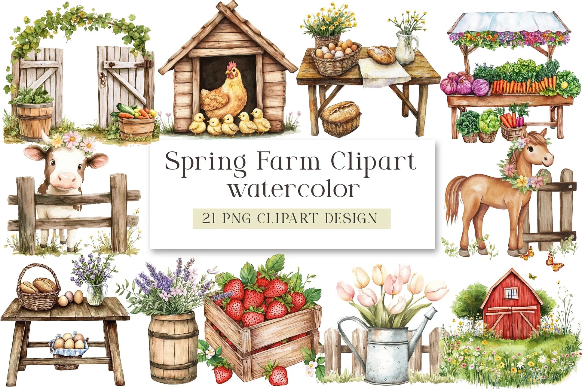 Spring Farm Clipart Bundle - CraftNest - Digital Crafting and Art