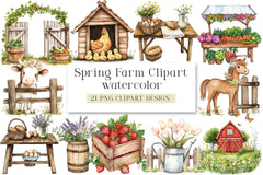 Spring Farm Clipart Bundle - CraftNest - Digital Crafting and Art