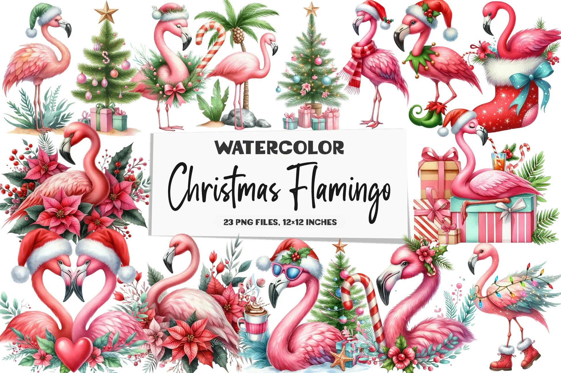 Christmas Flamingo Clipart Bundle - CraftNest - Digital Crafting and Art