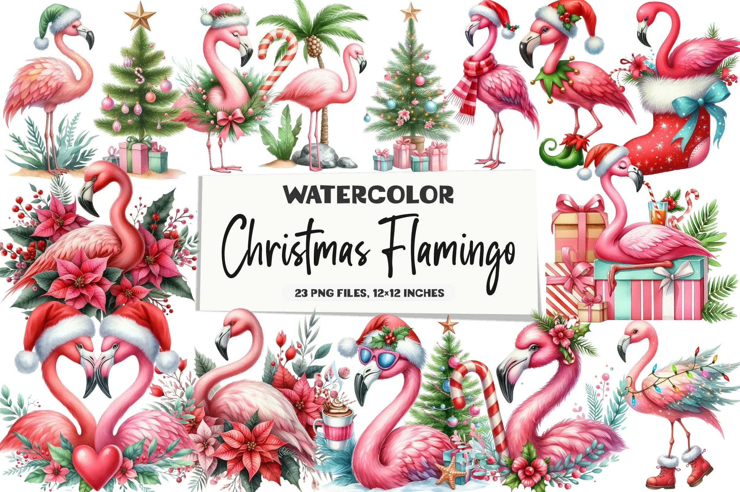 Christmas Flamingo Clipart Bundle - CraftNest - Digital Crafting and Art
