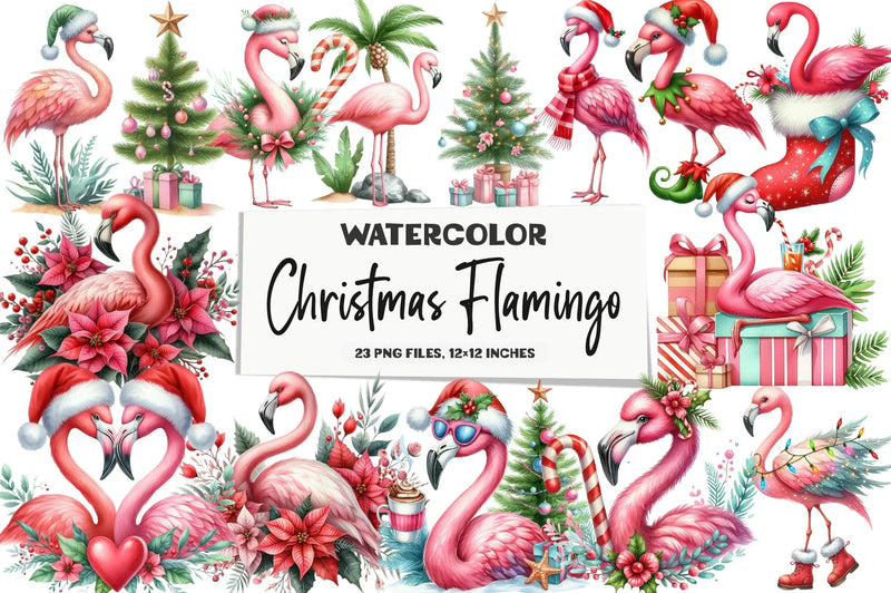 Christmas Flamingo Clipart Bundle - CraftNest - Digital Crafting and Art