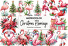 Christmas Flamingo Clipart Bundle