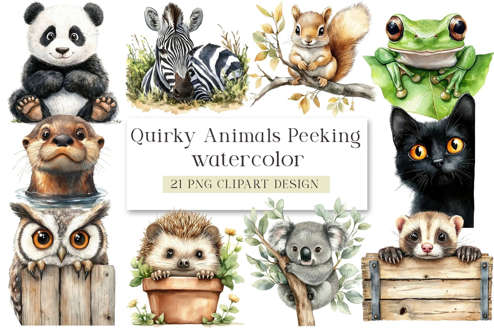 Quirky Animals Peeking Clipart Bundle - CraftNest - Digital Crafting and Art