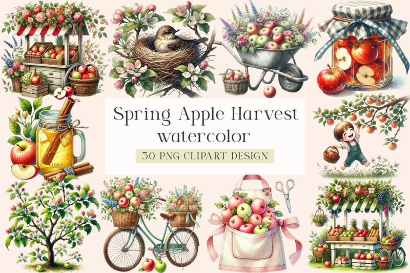 Spring Apple Harvest Clipart Bundle - CraftNest - Digital Crafting and Art