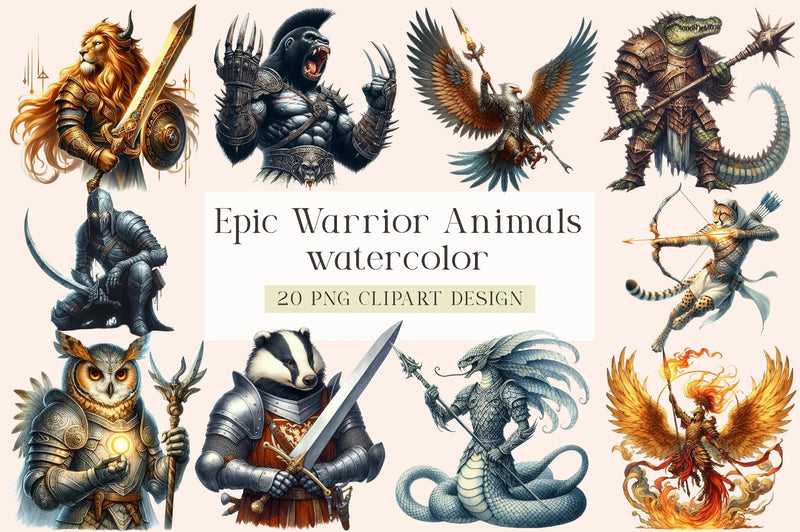 Epic Warrior Animals Clipart Bundle - CraftNest - Digital Crafting and Art