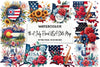 4th of July Floral USA State Map Clipart Bundle