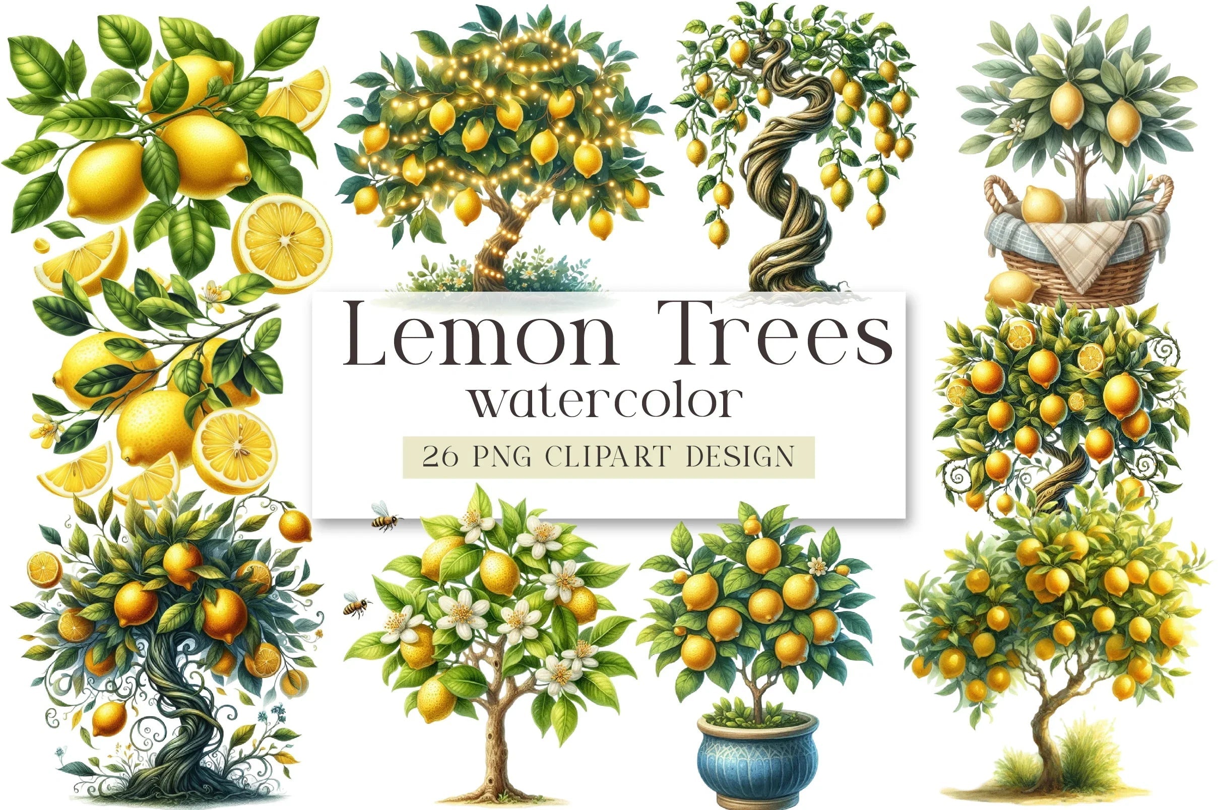 Lemon Trees Clipart Bundle - CraftNest - Digital Crafting and Art