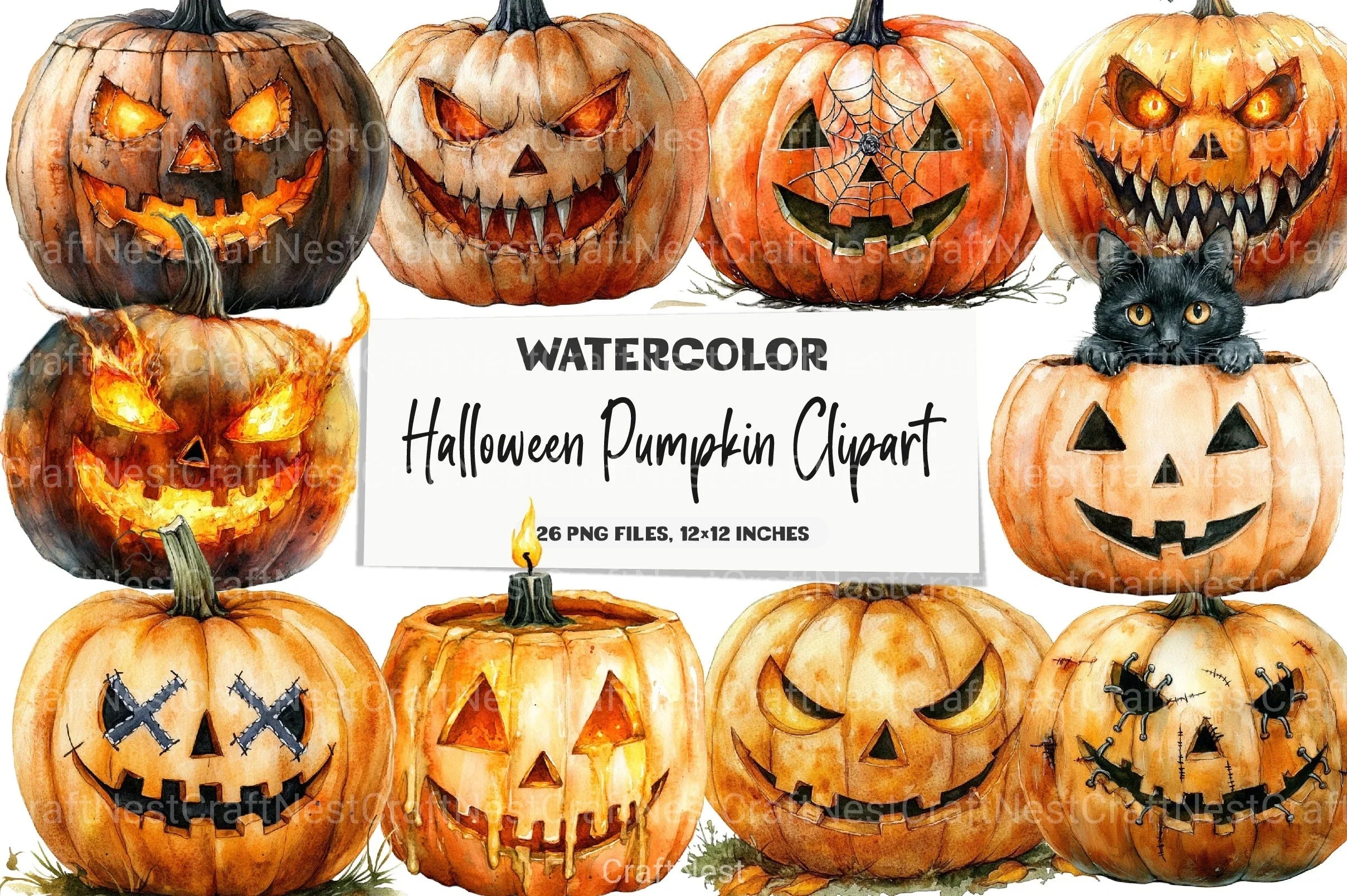 Halloween Pumpkin Clipart Bundle 1 - CraftNest - Digital Crafting and Art