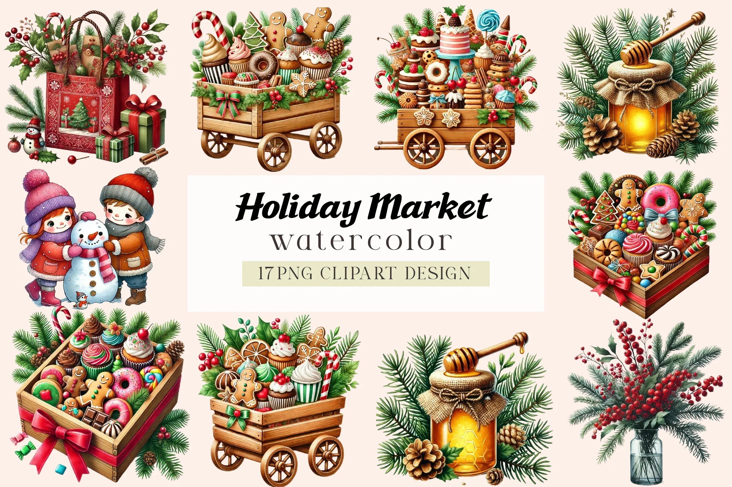 Holiday Market Clipart Bundle - CraftNest - Digital Crafting and Art