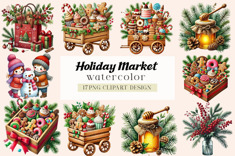Holiday Market Clipart Bundle - CraftNest - Digital Crafting and Art