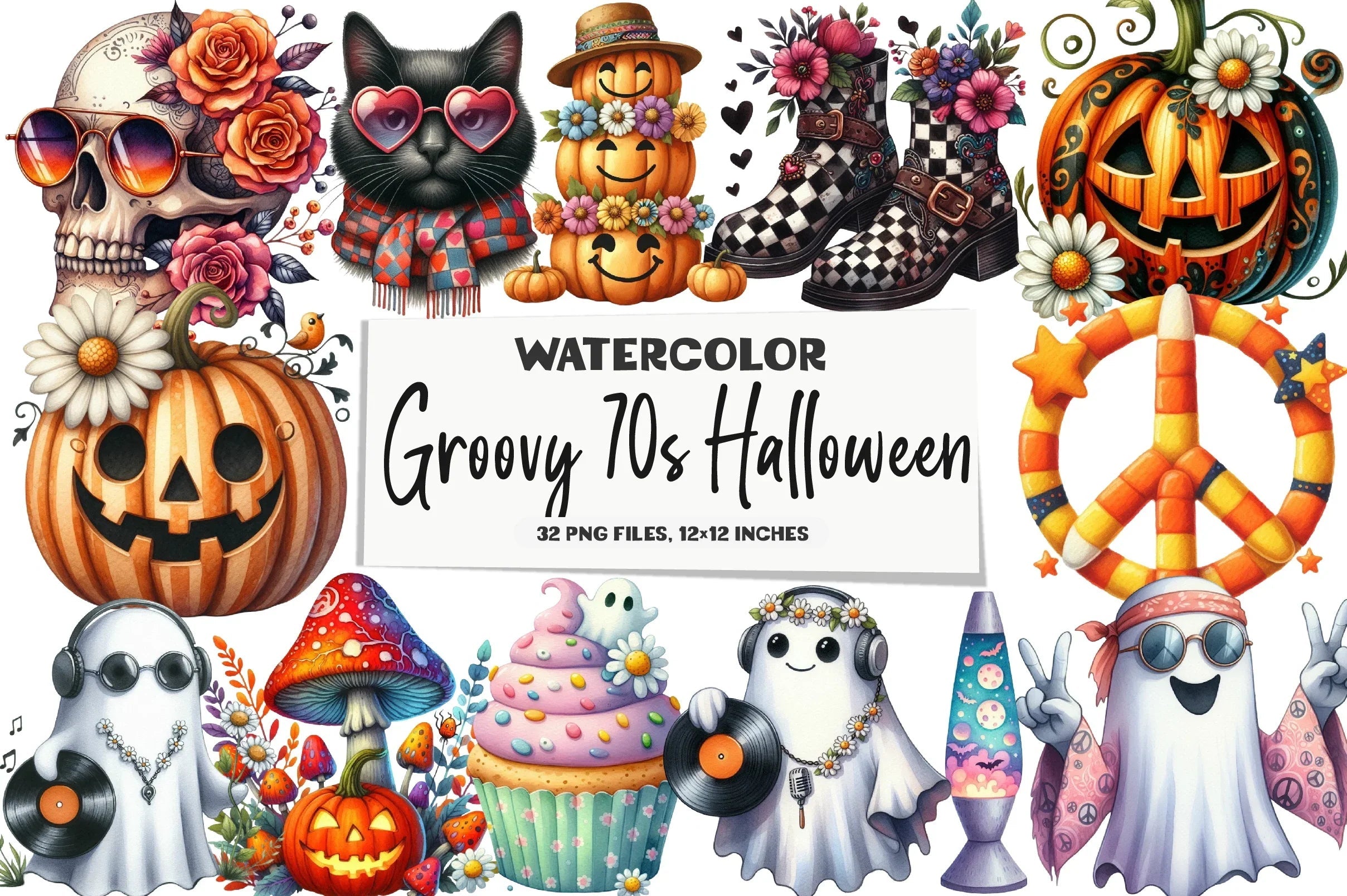Groovy 70s Halloween Clipart Bundle - CraftNest - Digital Crafting and Art