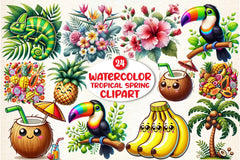 Tropical Spring Clipart Bundle - CraftNest - Digital Crafting and Art