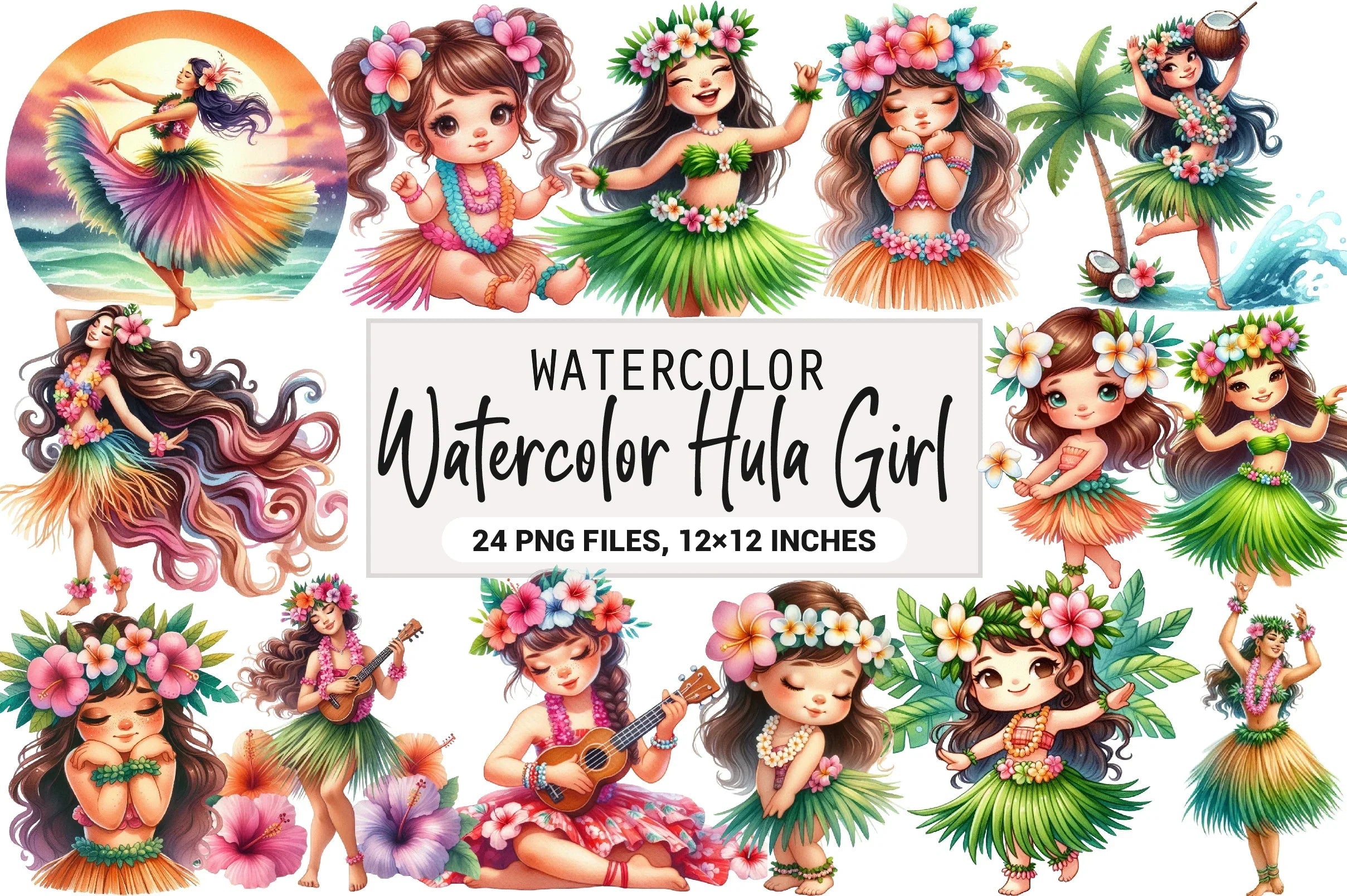 Hula Girl Clipart Bundle - CraftNest - Digital Crafting and Art