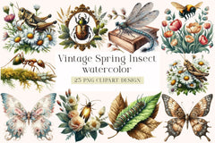 Vintage Spring Insect Clipart Bundle - CraftNest - Digital Crafting and Art