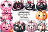 Halloween Coquette Pink Black Pumpkin Clipart Bundle
