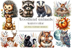 Woodland Animals Design Clipart Bundle - CraftNest - Digital Crafting and Art