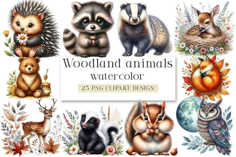 Woodland Animals Design Clipart Bundle - CraftNest - Digital Crafting and Art