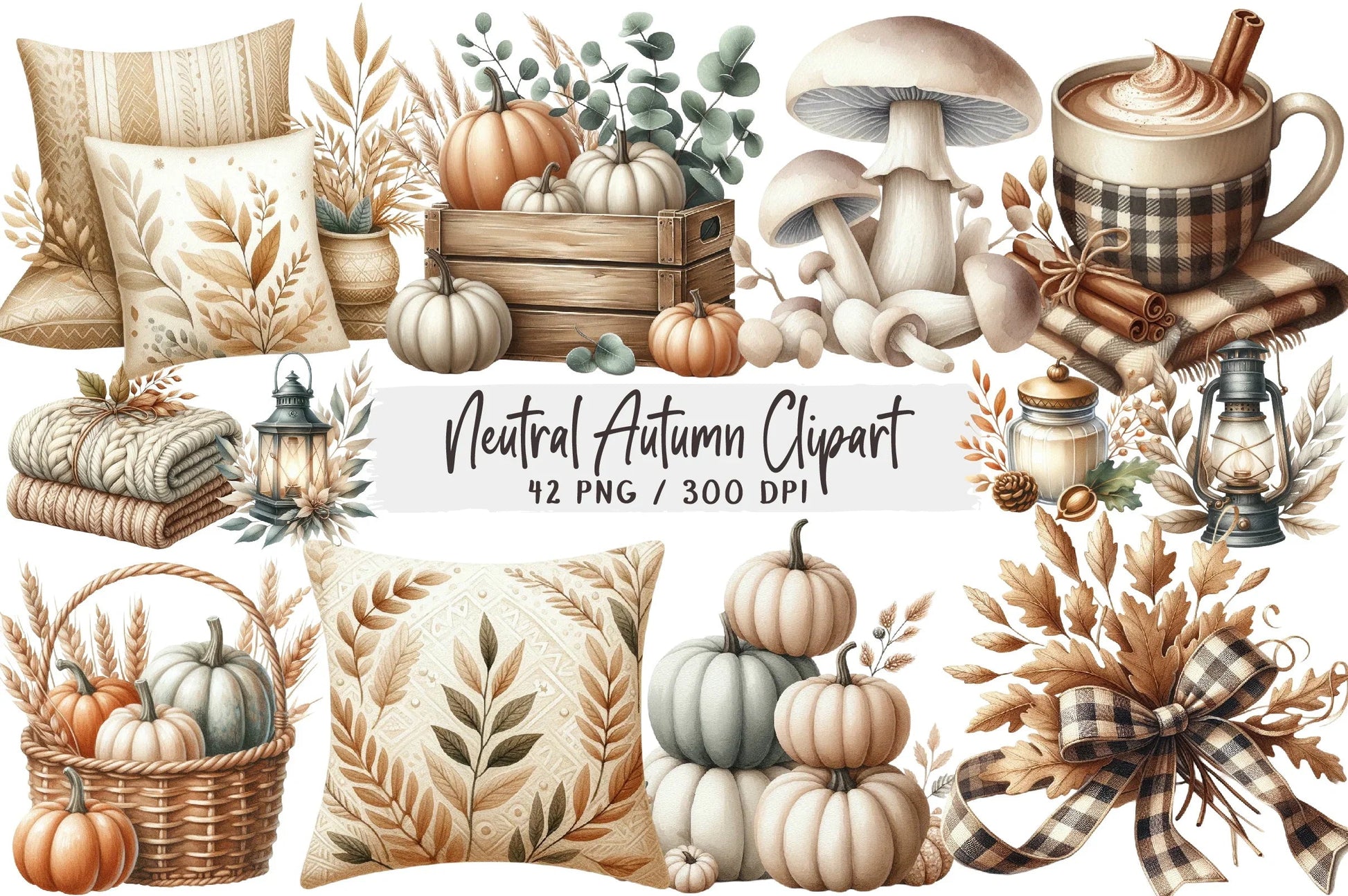 Neutral Autumn Clipart Bundle - CraftNest - Digital Crafting and Art
