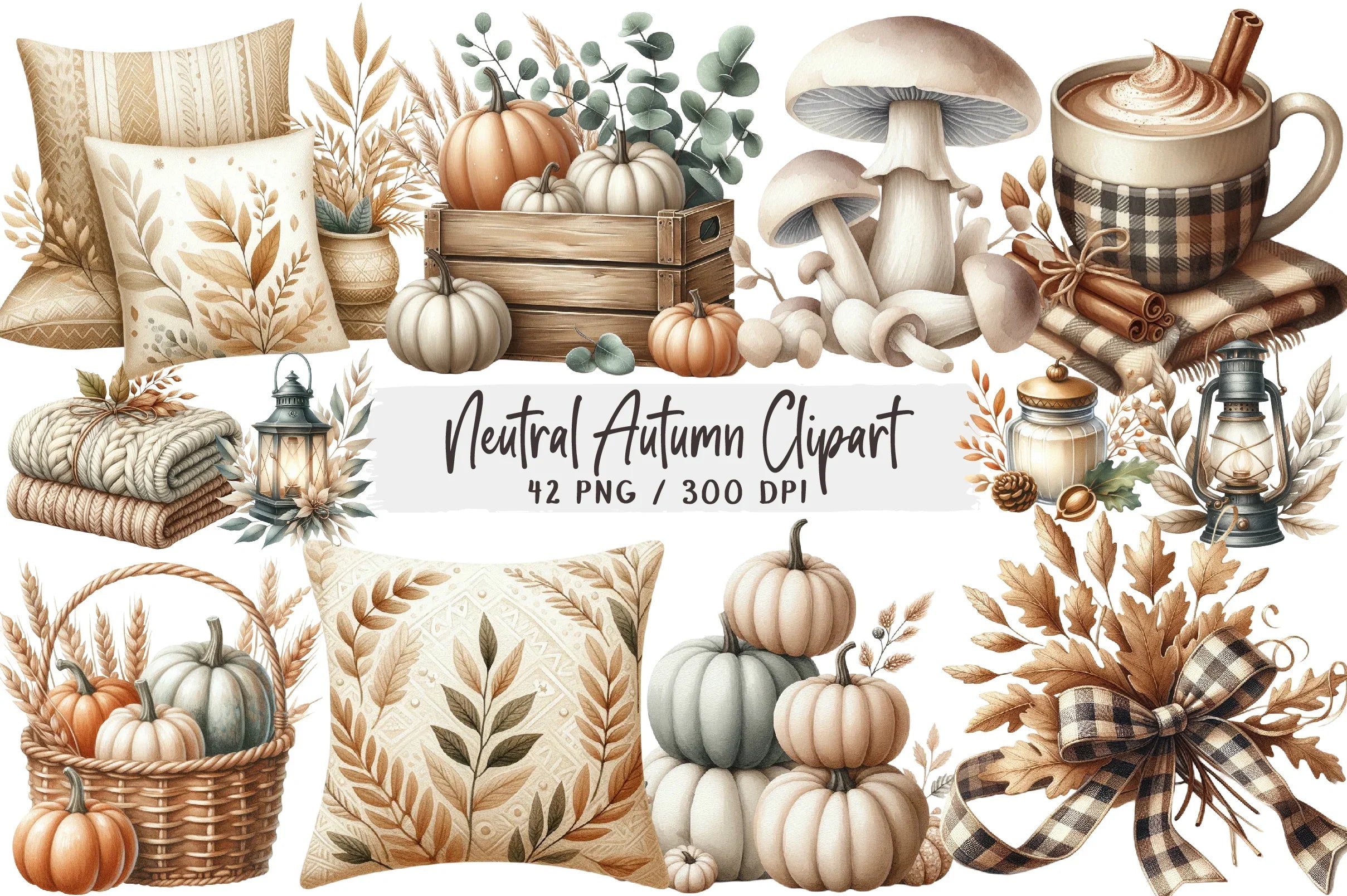 Neutral Autumn Clipart Bundle - CraftNest - Digital Crafting and Art