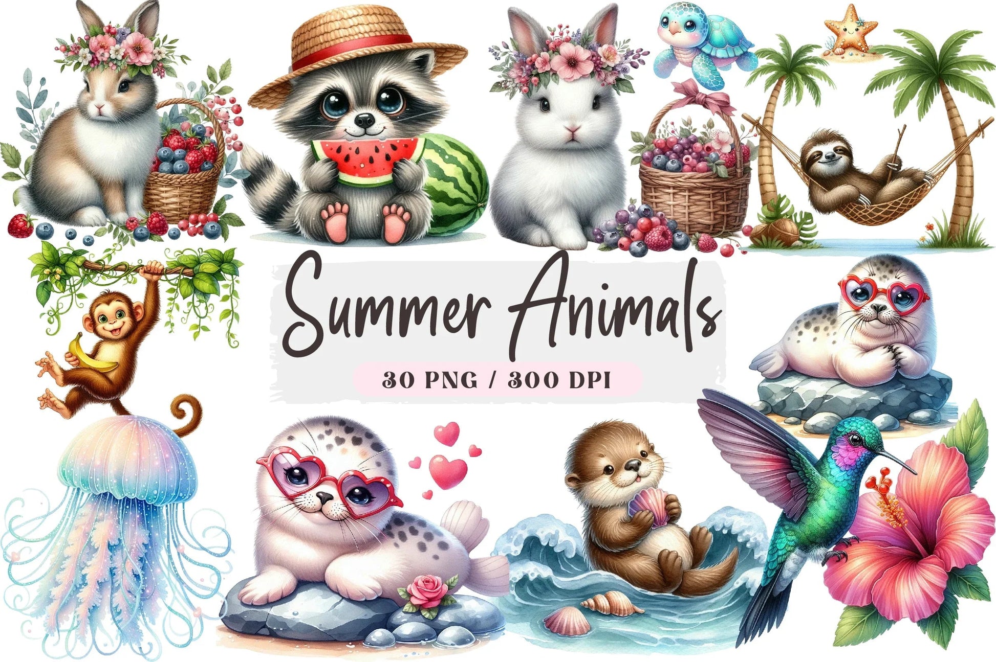 Summer Animals Clipart Bundle - CraftNest - Digital Crafting and Art