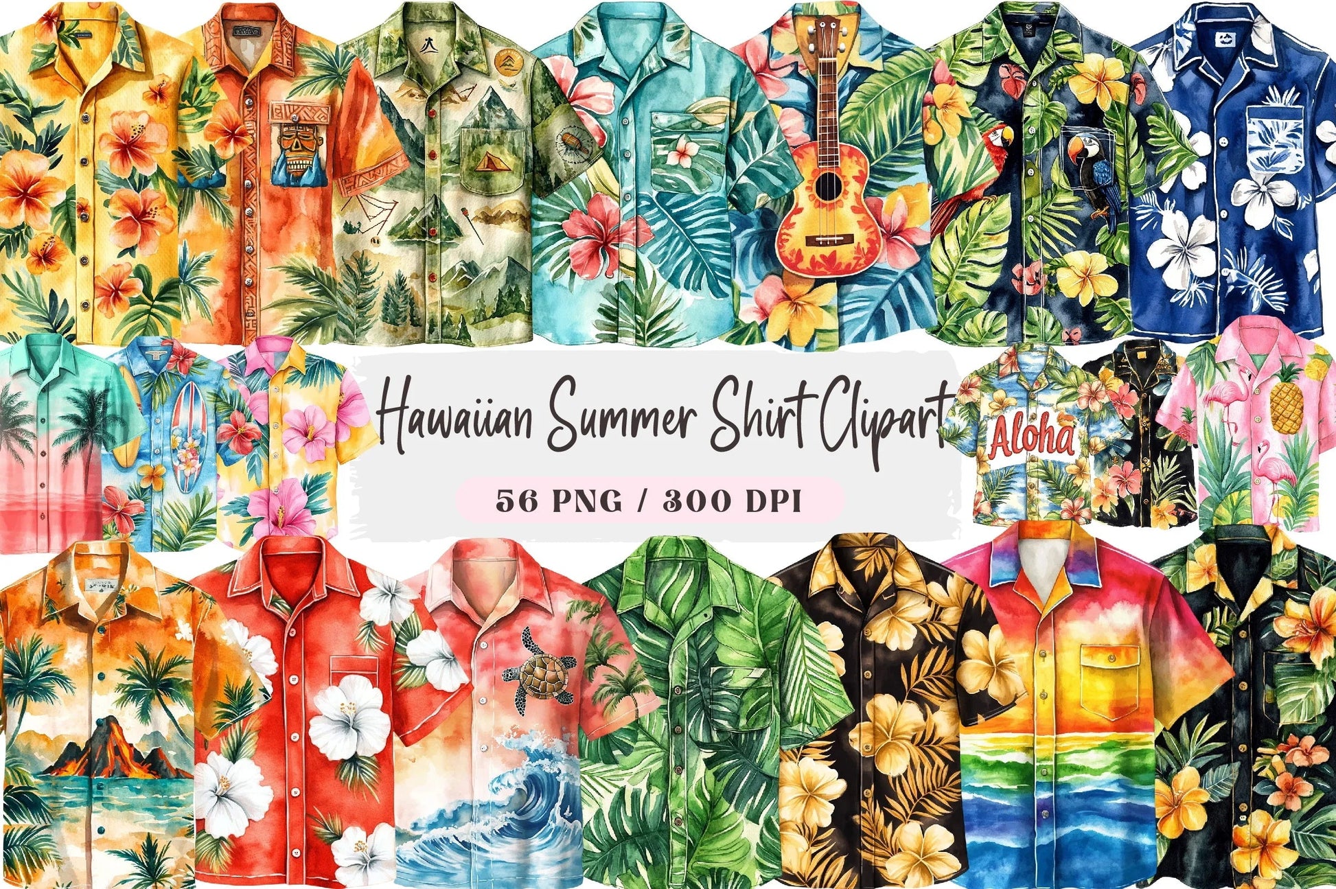 Hawaiian Summer Shirt Clipart Bundle - CraftNest - Digital Crafting and Art