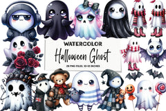 Kawaii Goth Halloween Ghost Clipart Bundle - CraftNest - Digital Crafting and Art