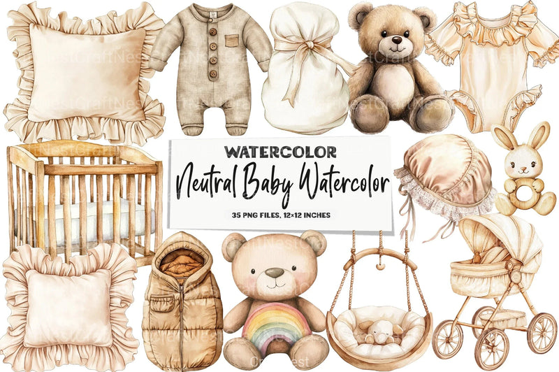 Neutral Baby Clipart Bundle - CraftNest - Digital Crafting and Art