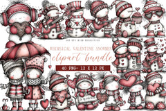 Whimsical Valentine Snowmen Clipart Bundle - CraftNest - Digital Crafting and Art