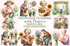 Gardening Grandma Flower Clipart Bundle - CraftNest - Digital Crafting and Art