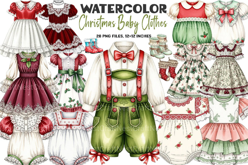 Christmas Baby Clothes Clipart Bundle - CraftNest - Digital Crafting and Art