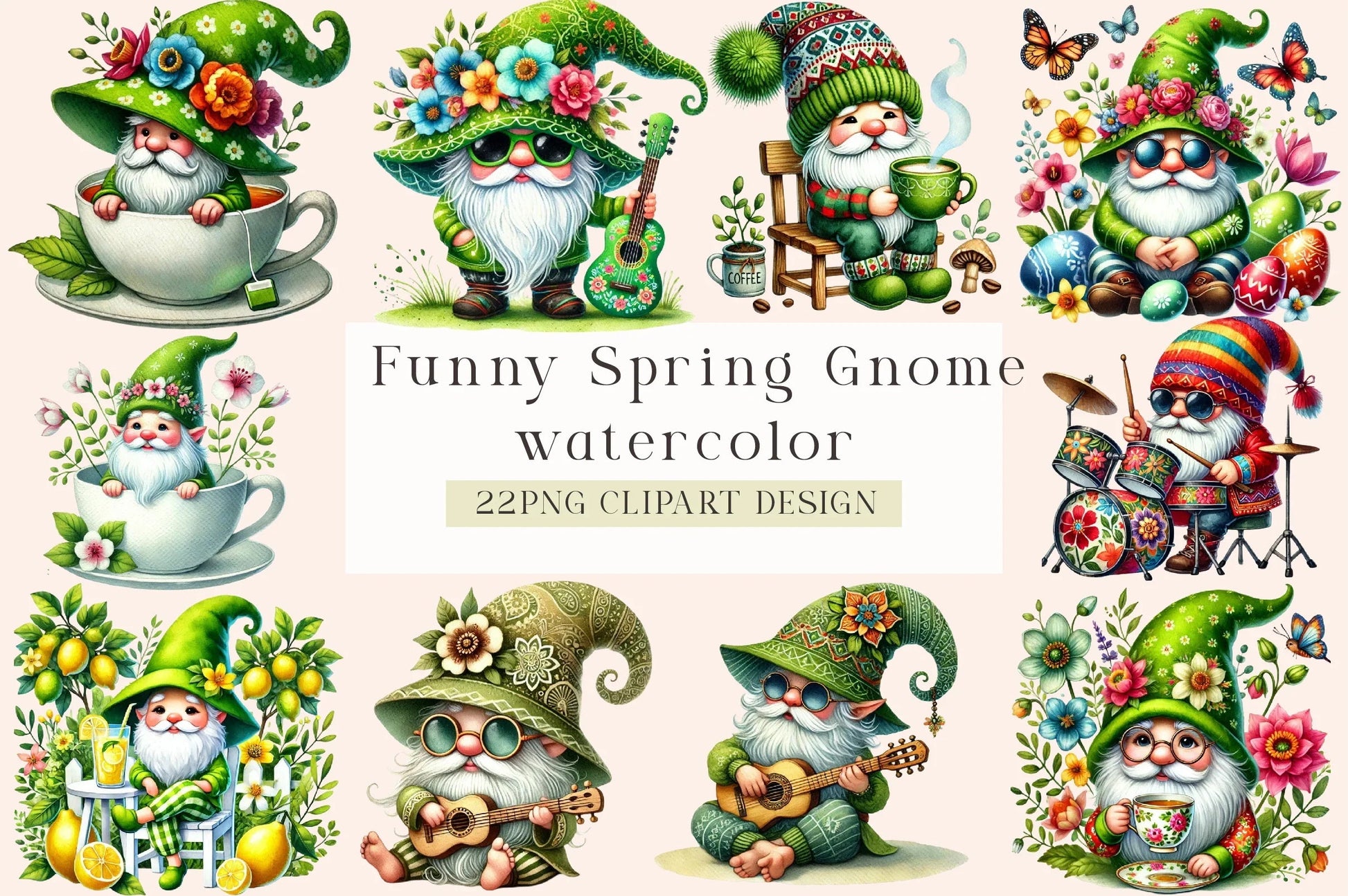 Funny Spring Gnome Clipart Bundle - CraftNest - Digital Crafting and Art