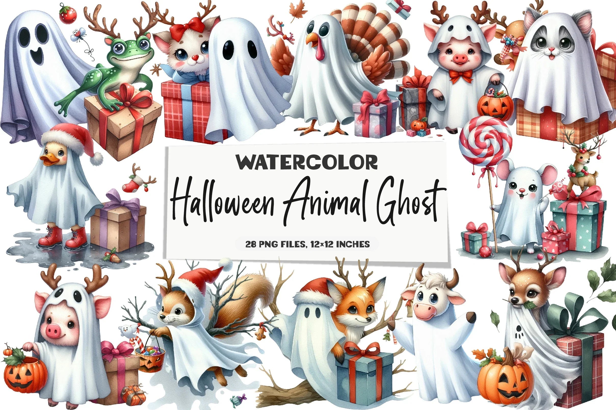 Halloween Animal Ghost Clipart Bundle - CraftNest - Digital Crafting and Art