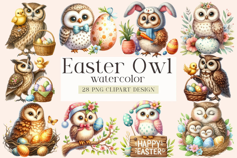 Easter Owl Clipart Bundle - CraftNest - Digital Crafting and Art
