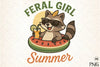 Summer Funny Raccoon Feral Girl Clipart Bundle