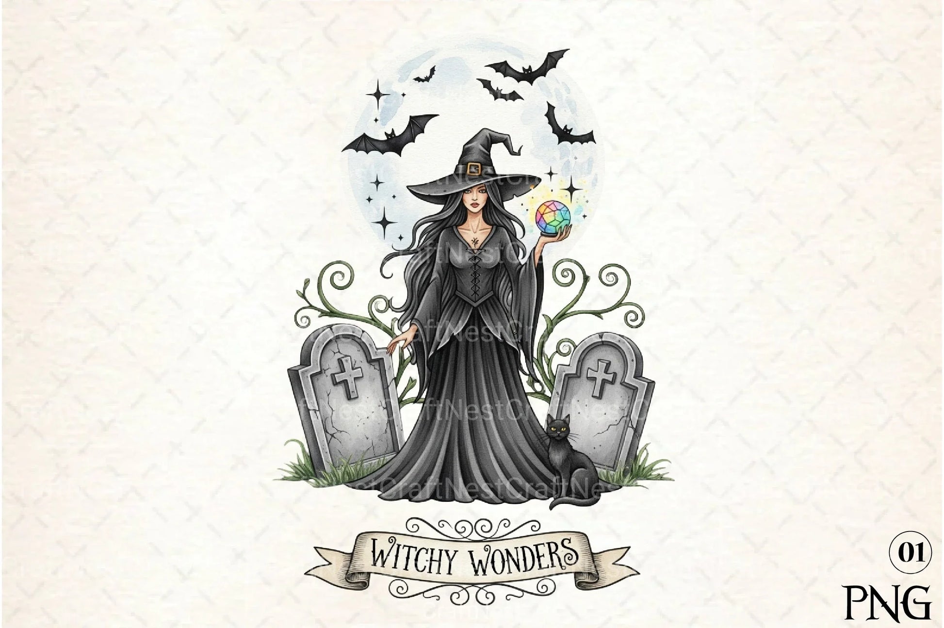 Vintage Halloween Witch Clipart Bundle 3 - CraftNest - Digital Crafting and Art