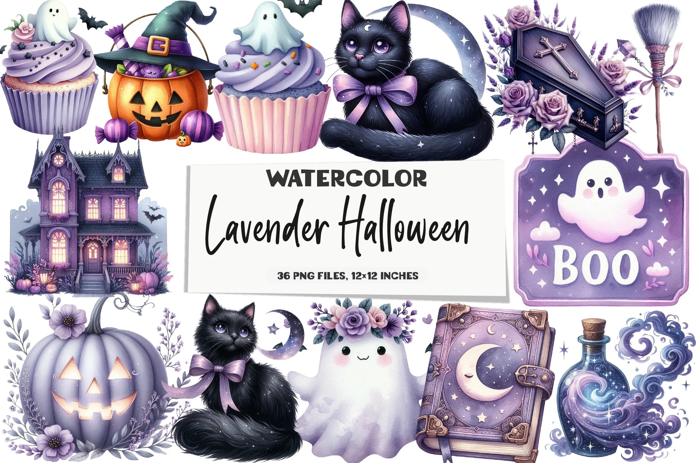 Lavender Halloween Clipart Bundle - CraftNest - Digital Crafting and Art