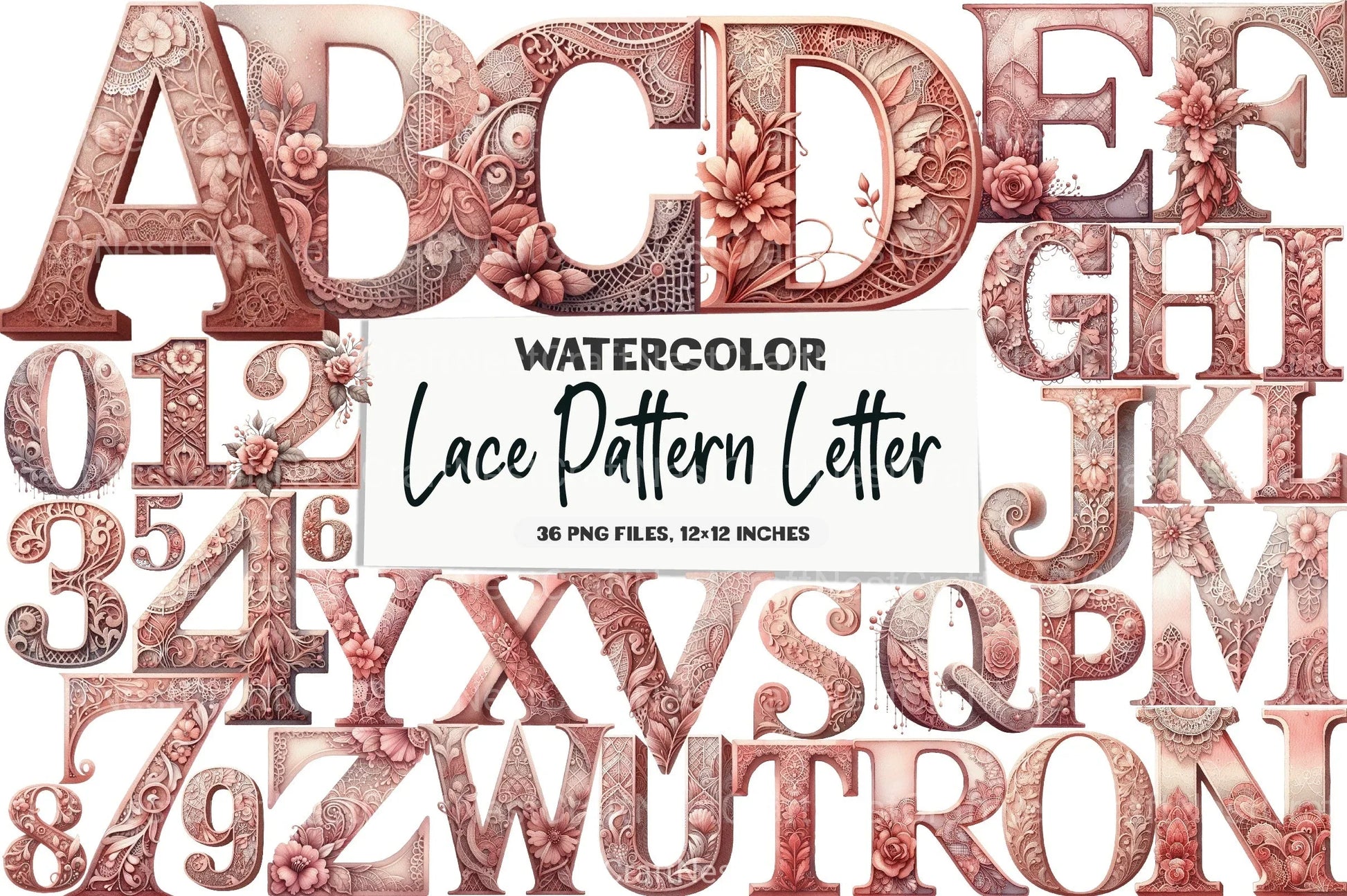 Lace Pattern Letter Clipart Bundle - CraftNest - Digital Crafting and Art