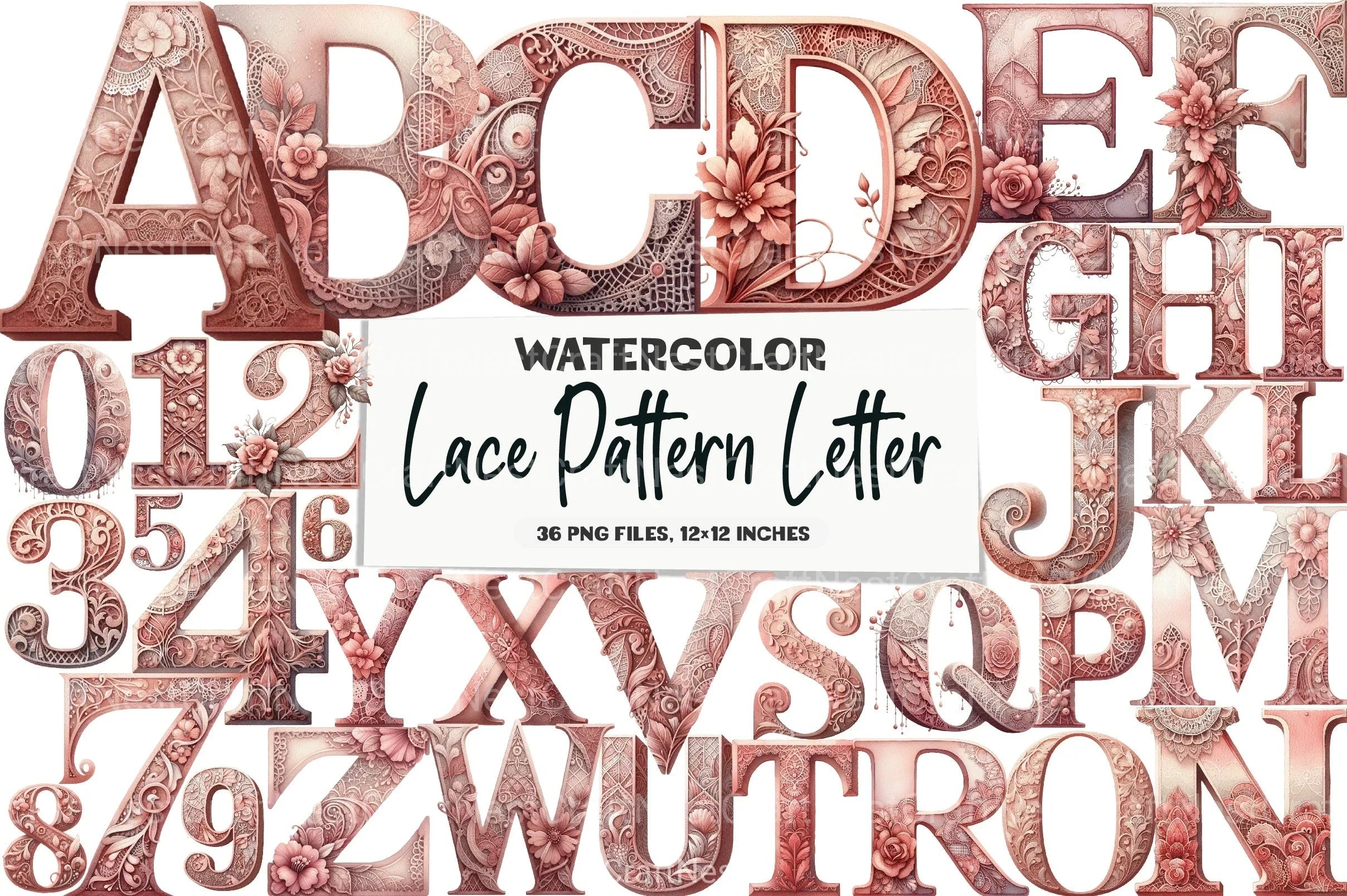 Lace Pattern Letter Clipart Bundle - CraftNest - Digital Crafting and Art