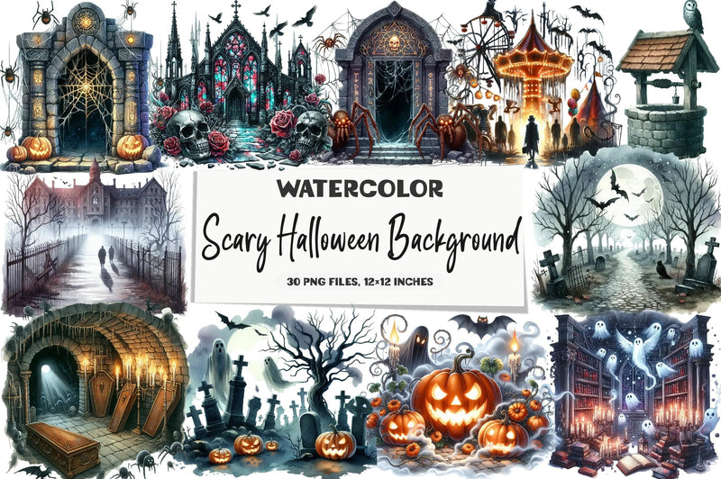 Scary Halloween Background Clipart Bundle - CraftNest - Digital Crafting and Art