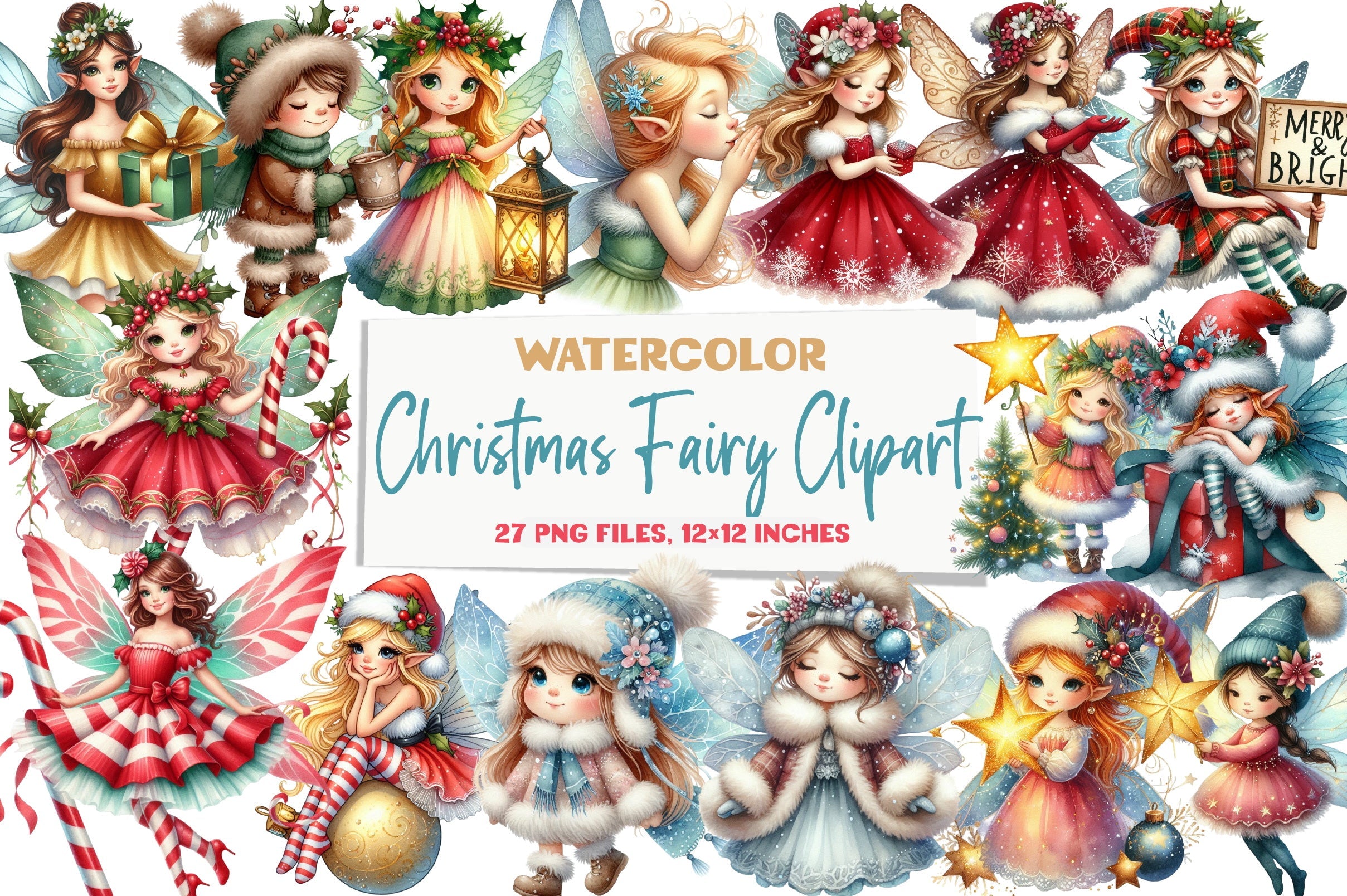 Christmas Fairy Clipart Bundle
