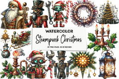 Steampunk Christmas Clipart Bundle P2 - CraftNest - Digital Crafting and Art