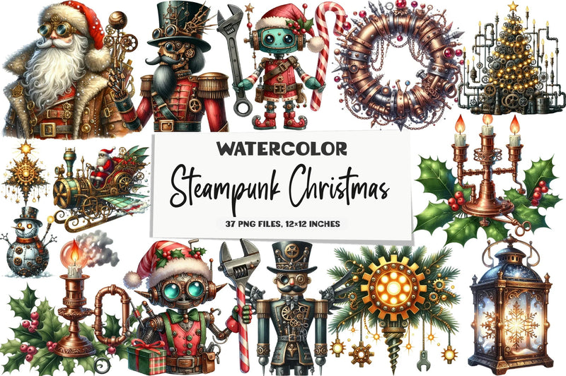 Steampunk Christmas Clipart Bundle P2 - CraftNest - Digital Crafting and Art