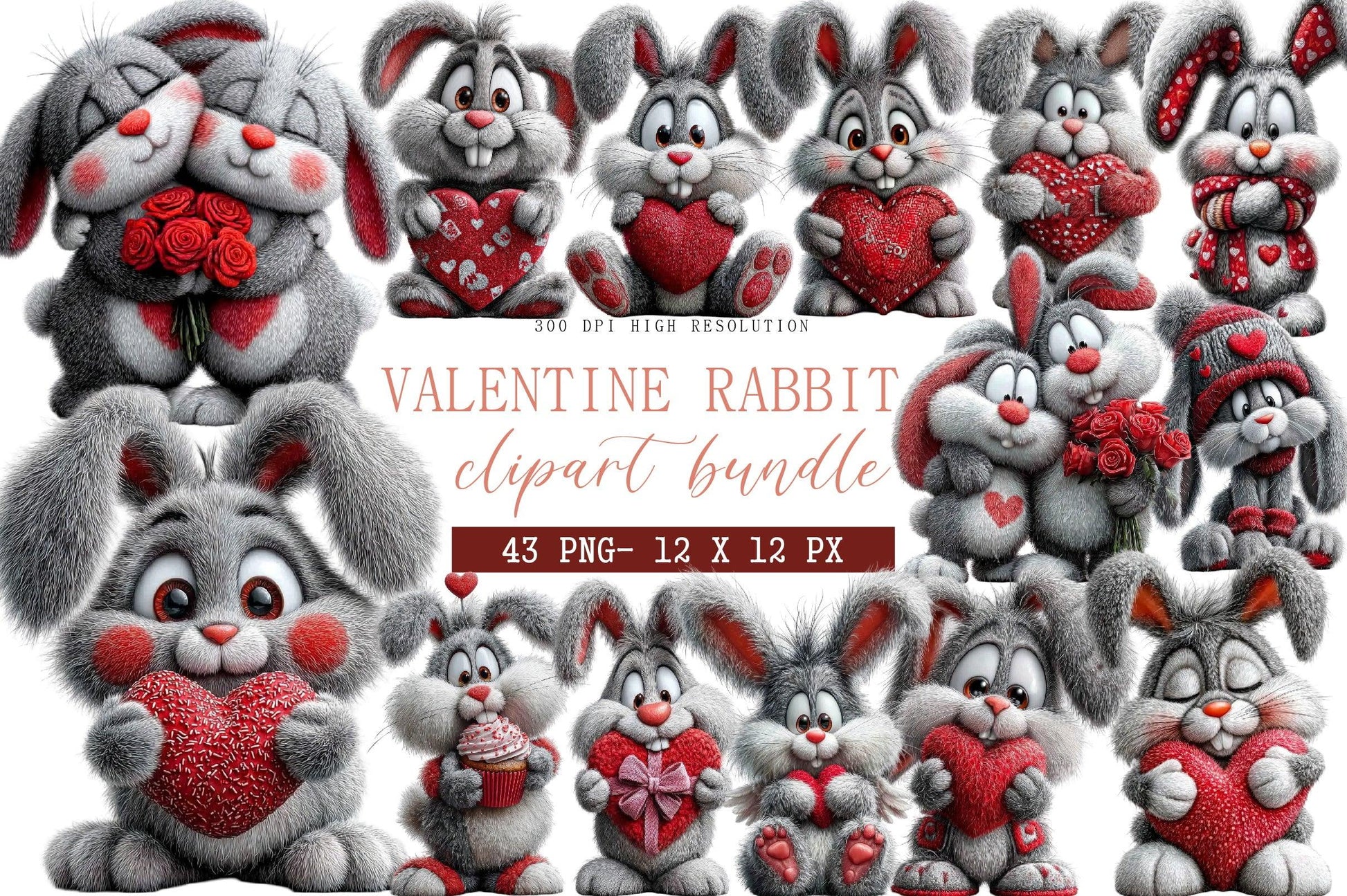 Valentine Rabbit Clipart Bundle - CraftNest - Digital Crafting and Art